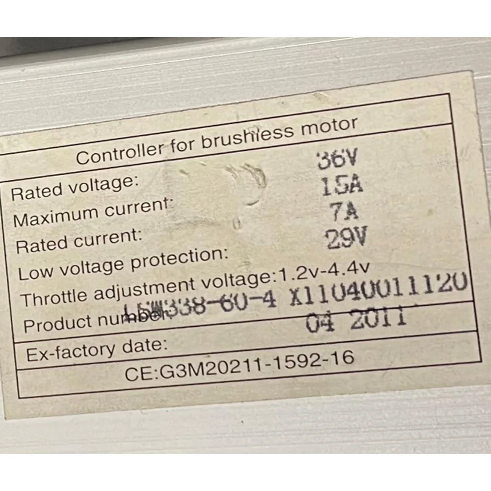 NULKOMMA Ebike Brushless Motor Controller LSW338-60-4 36V 15A Suitable for Electric Bicycles Scooters Fat-Tire Bikes Speed Controller