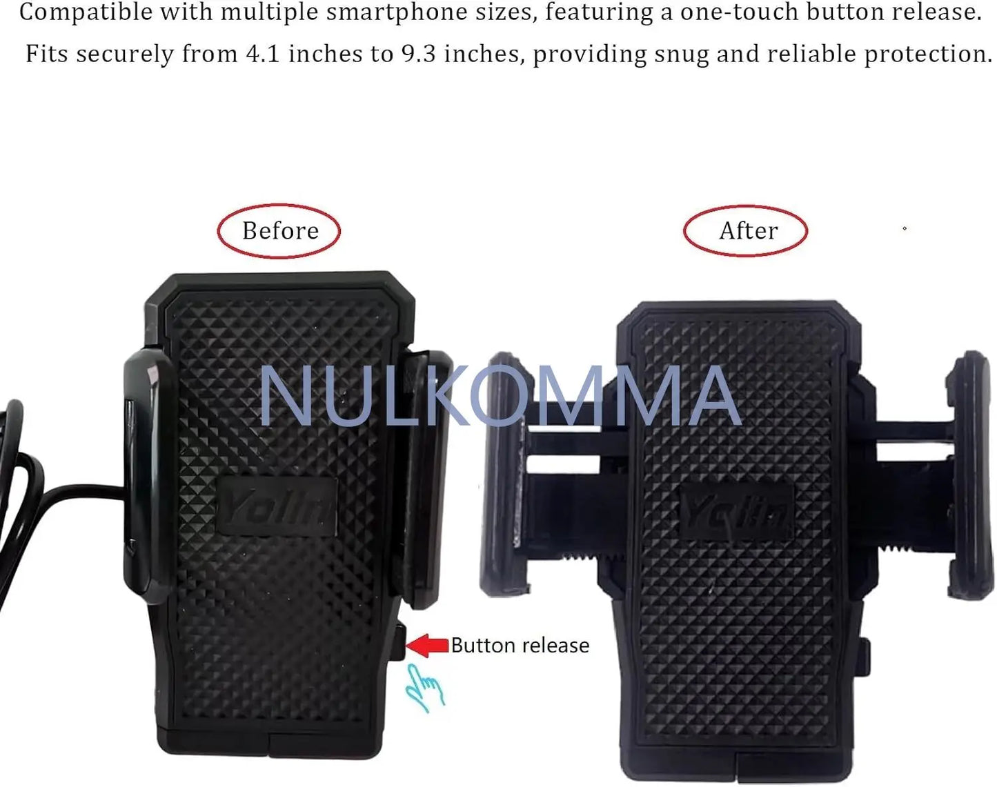 Electric Bike Phone Holder Compatible 4.1-9.3" Electric Scooter Cell Handlebar Phone Holder with USB Charging Port Motorcycle