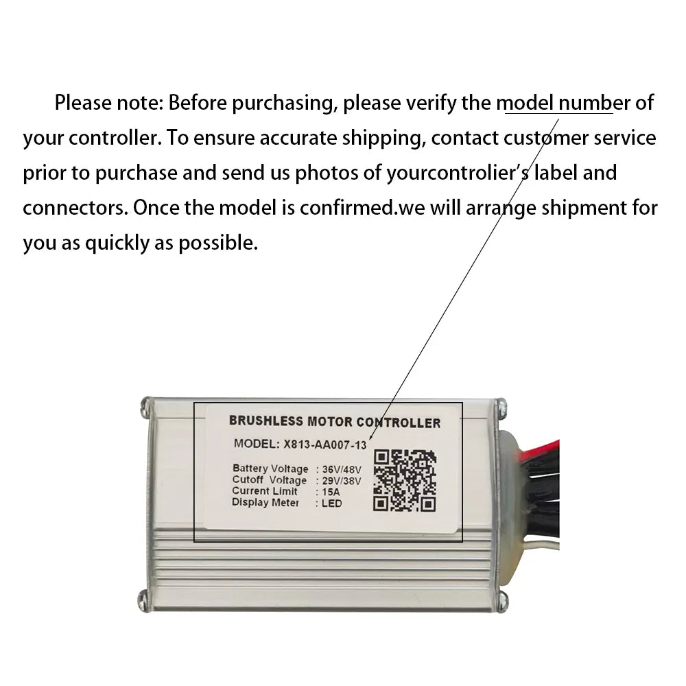 NULKOMMA Brushless Motor Controller X813-AA007-13 36/48V 15A E-Bike Scooter Universal E-Bike Conversion Kit Bicycle Speed Controller