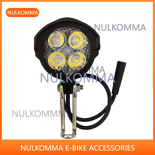 E-bike LED Headlight Accessories 36V 48V Lamp 3pin Built-in Horn Front Light for Electric Scooters Bicycles