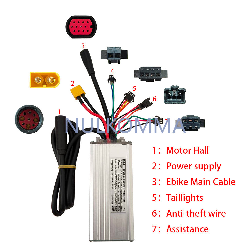 NULKOMMA Brushless Motor Controller JH4AJ6376DZHTMT 48V 21A E-Bike Scooter Universal E-Bike Conversion Kit Bicycle Speed Controller
