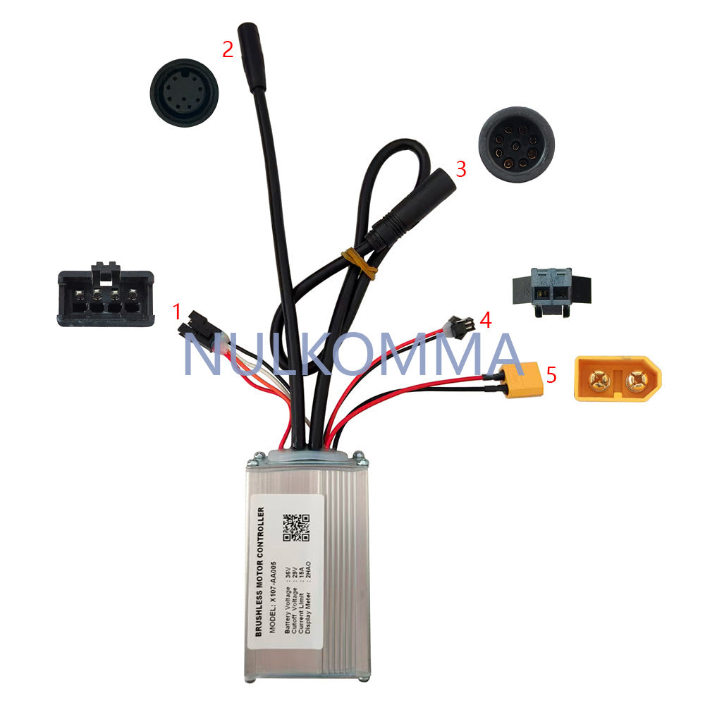 NULKOMMA Ebike Brushless Motor Controller 36V 15A Speed Controller X107-AA005 2HAO for Electric Bicycle Scooter Motorcycle