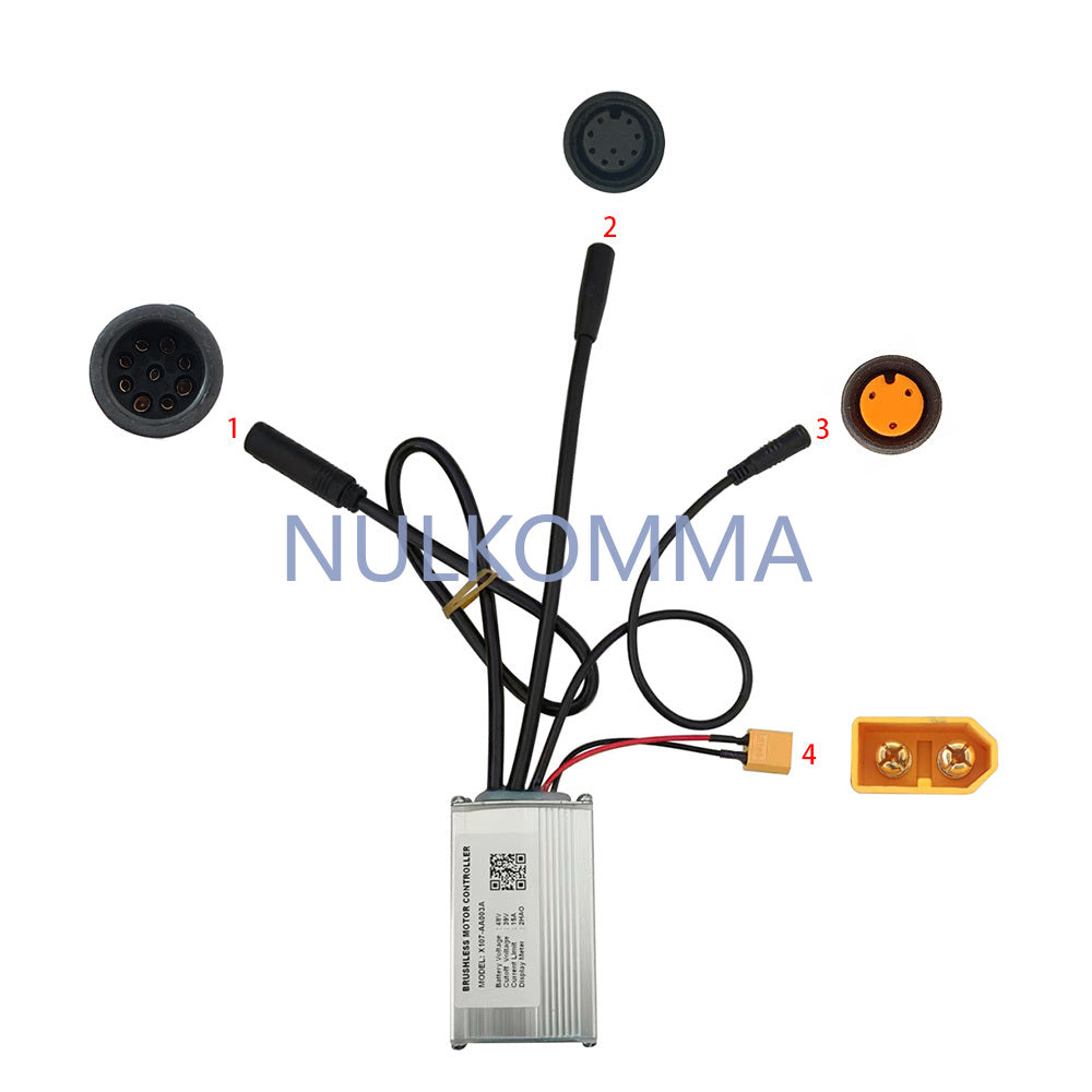 Brushless Motor Controller X107-AA003A 48V 15A Electric Bike Scooter Speed Controller Compatible with 2HAO Protocol Display