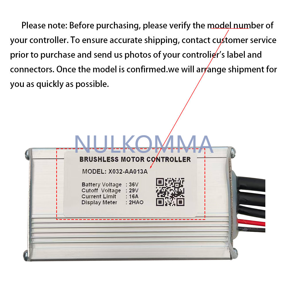 NULKOMMA Brushless Motor Controller 36V 16A Speed Regulator X032-AA013A Electric Bike Accessories Suitable for Electric Bikes Scooters