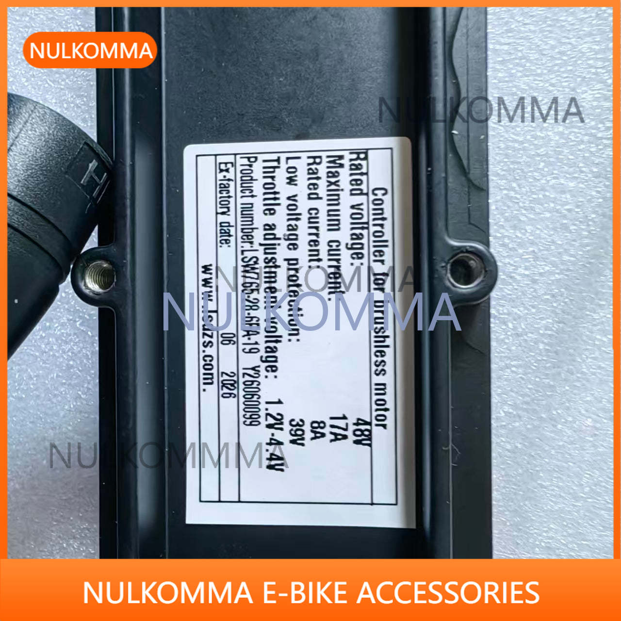 Nulkomma LSW765-28-6FA-19 48V 17A Brushless Motor Controller  39V Low Voltage Protection E-Bike Speed Control Replacement Part with Mounting Screws