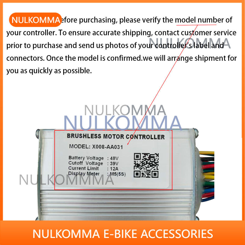 NULKOMMA Brushless Motor Controller X008-AA031 36/48V 12A E-Bike Scooter Universal E-Bike Conversion Kit Bicycle Speed Controller