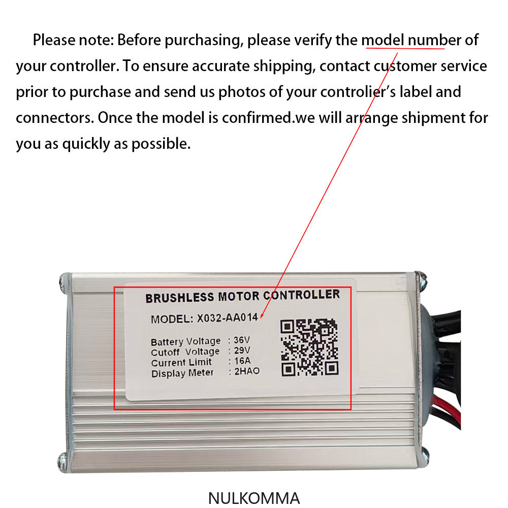 NULKOMMA Ebike Brushless Motor Controller 36V 16A Speed Controller for 2HAO General X032-AA014 for Electric Bicycle Scooter Motorcycle