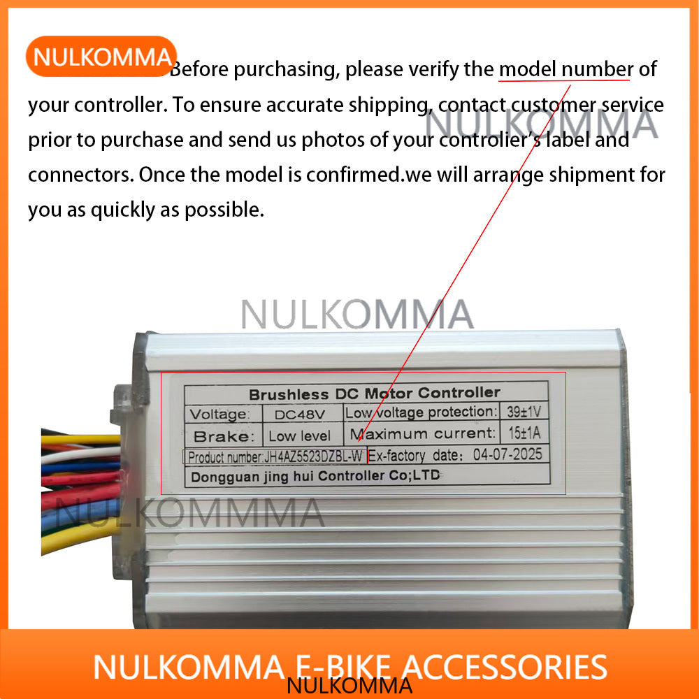 NULKOMMA Brushless Motor Controller JH4AZ5523DZBL-W 48V E-Bike Scooter Universal E-Bike Conversion Kit Bicycle Speed Controller