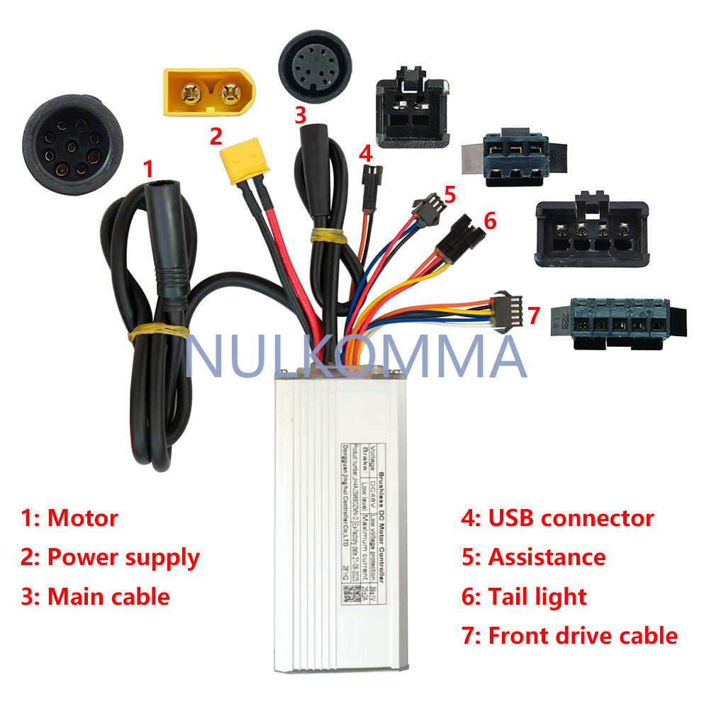 Brushless Motor Controller JH4AJ3968DZMN-D 48V 25A E-Bike Scooter Universal E-Bike Conversion Kit Bicycle Speed Controller