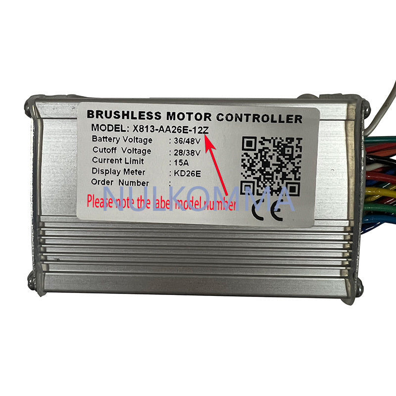 NULKOMMA EBIKE Brushless Motor Controller Electric Bike 36V/48V 15A X813-AA26E-12Z Electric Scooter Accessories Bike