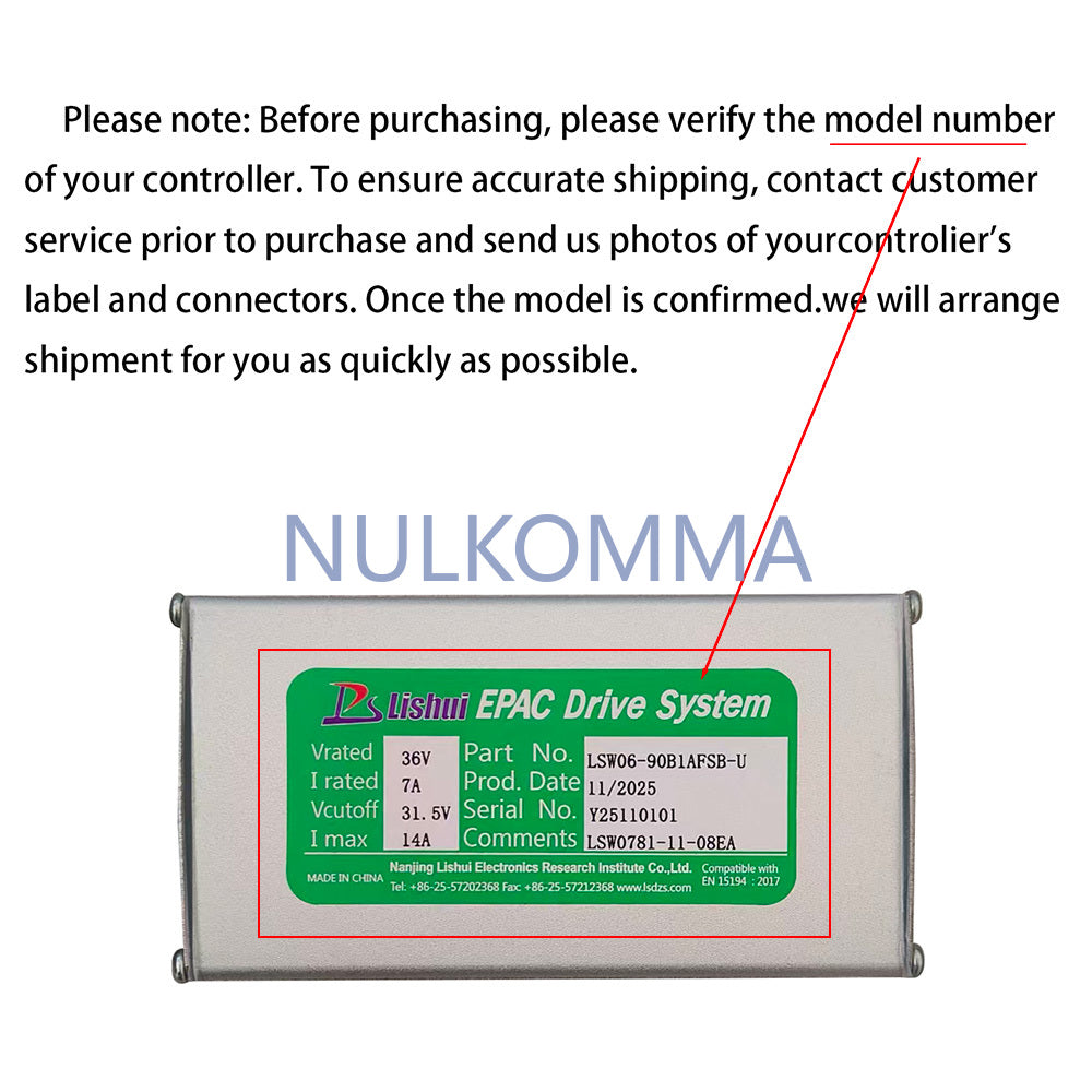NULKOMMA Ebike Brushless Motor Controller LSW0781-11-08EA 36V 14A Suitable for Electric Bicycles Scooters Fat-Tire Bikes Speed Controller