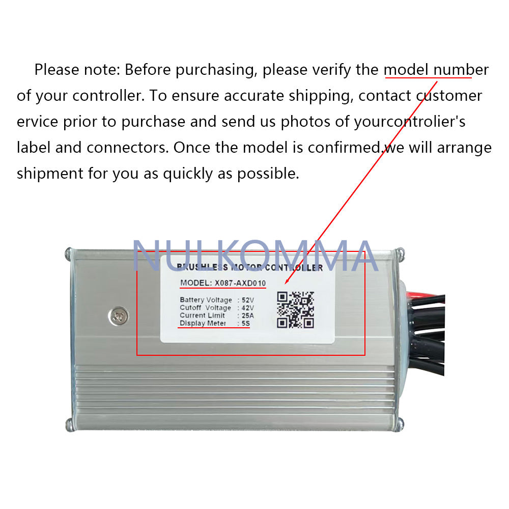 Ebike Brushless Motor Controller 52V 25A Speed Controller for 5S General X087-AXD010 for Electric Bicycle Scooter Motorcycle