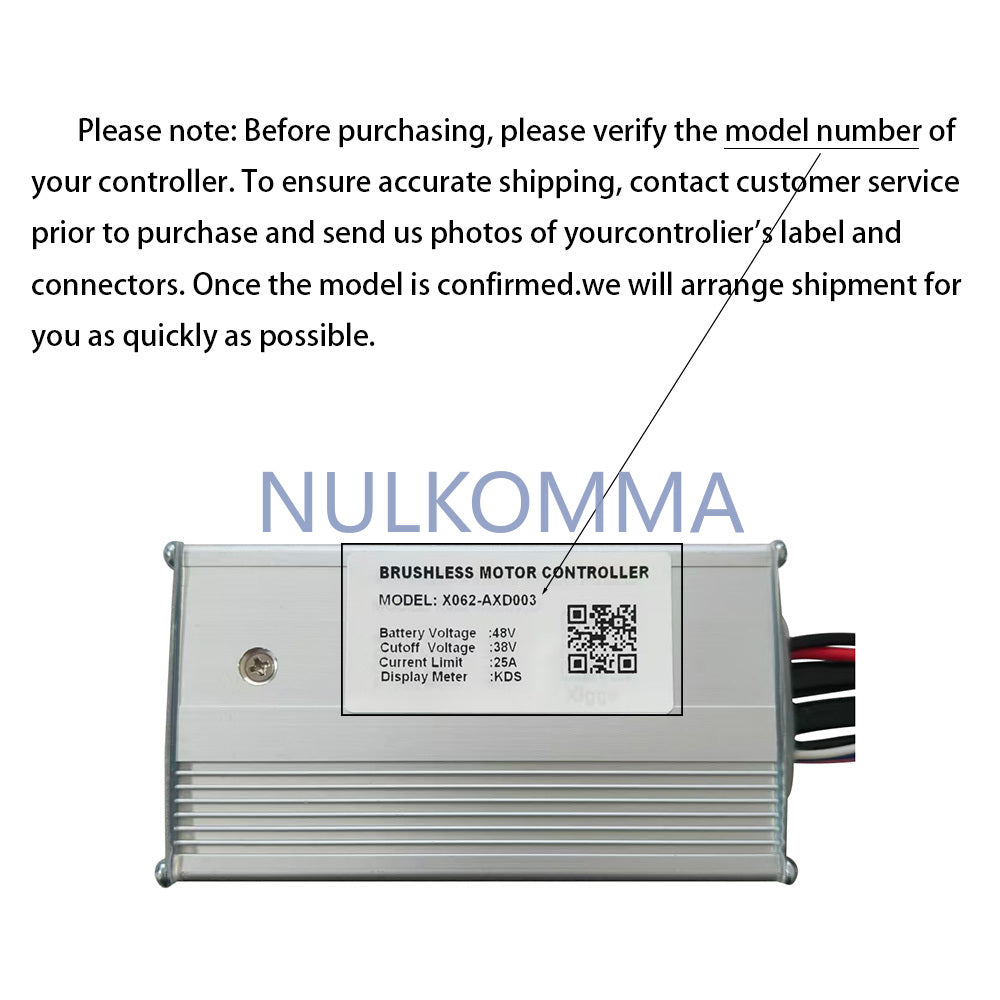 NULKOMMA Ebike Brushless Motor Controller 48V 25A Speed Controller X062-AXD003 KDS for Electric Bicycle Scooter Motorcycle