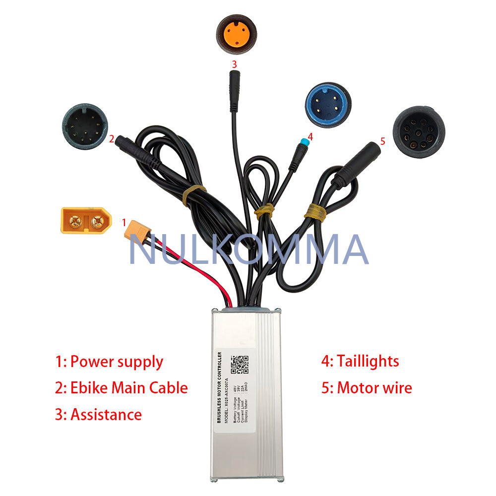 NULKOMMA Ebike Brushless Motor Controller 48V 22A Speed Controller for 2HAO General X025-AXC007A for Electric Bicycle Scooter Motorcycle