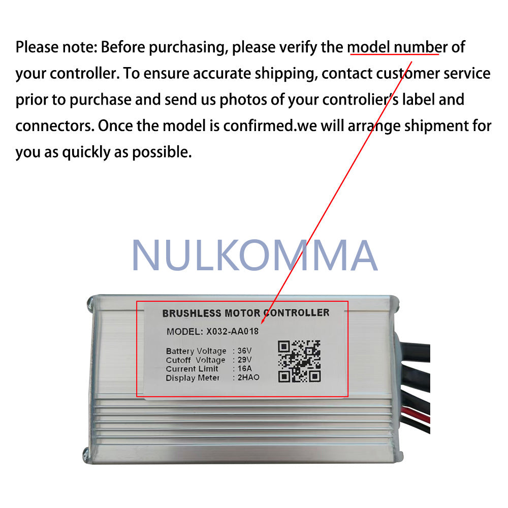 NULKOMMA Ebike Brushless Motor Controller 36V 16A Speed Controller X032-AA018 2HAO for Electric Bicycle Scooter Motorcycle