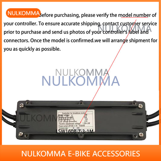 NULKOMMA Brushless Motor Controller LSW1608-7-3-1M 48V 25A E-Bike Scooter Universal E-Bike Conversion Kit Bicycle Speed Controller