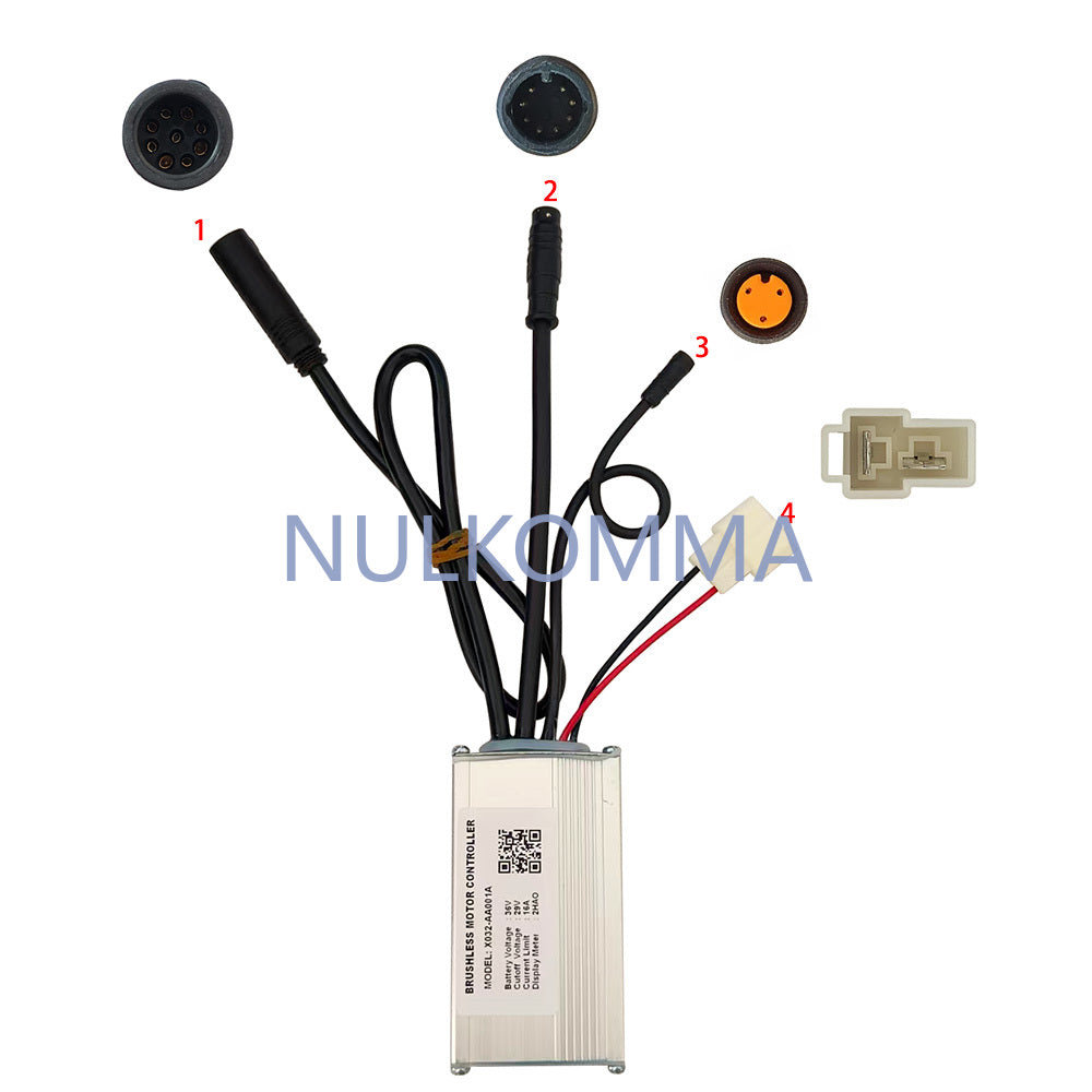 Ebike Controller Brushless X032-AA001A 36V 16A Motor Speed Controller for Fat Tire Bike MTB Supports 2HAO Protocol Meters