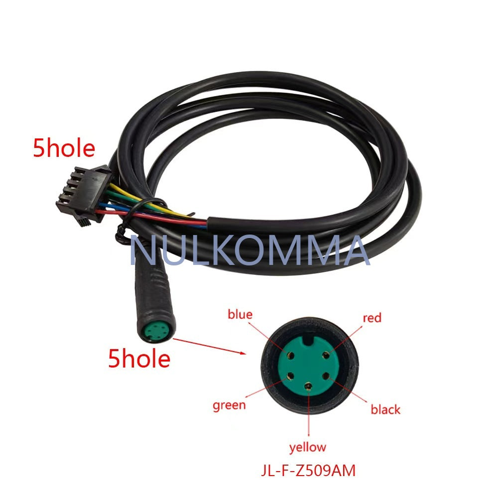 NULKOMMA EBike Display Adapter Cable 5hole Waterproof Connector Display Extension Cable for YL80C YL81F YL91F KD718 KD986 Display