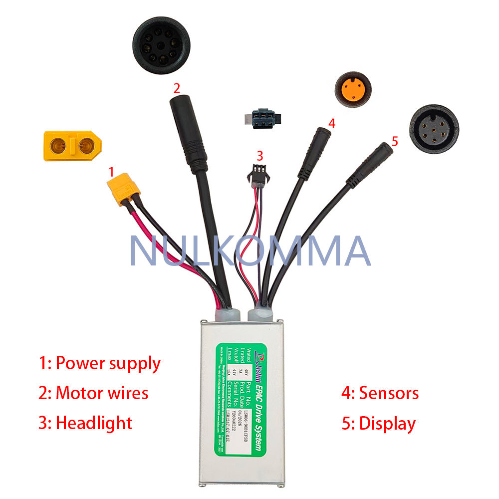 Ebike Brushless Motor Controller LSW1247-07-01E 48V Suitable for Electric Bicycles Scooters Fat-Tire Bikes Speed Controller