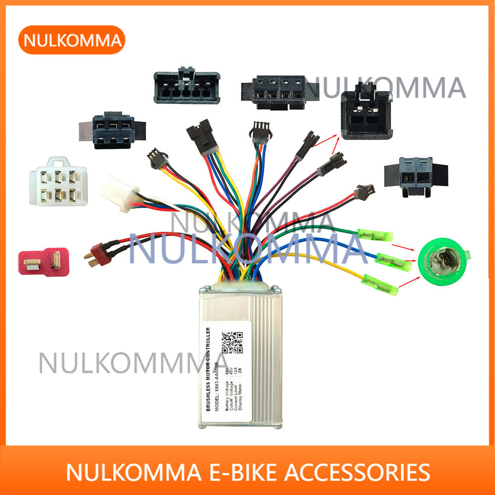 NULKOMMA eBike Controller 48V X863-AA006B 12A Electric Bicycle Brushless Motor Speed Controller for ZB Protocol Display Bike Accessories