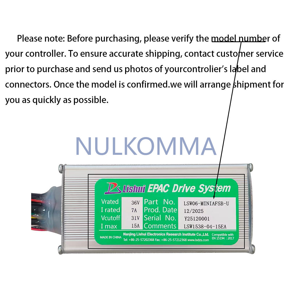 Electric Bicycle Brushless Motor Controller LSW06-MINIAFSB-U 36V 15A for Electric Scooters Fat Bike MTB Ebike Speed Controller