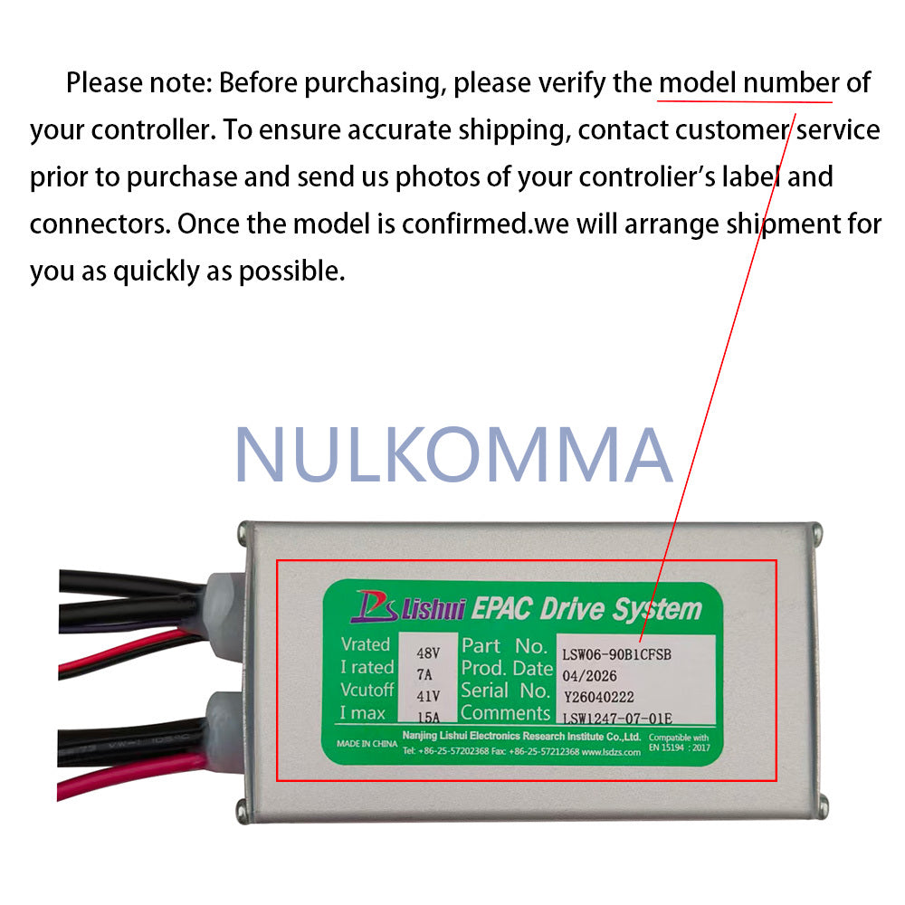 Ebike Brushless Motor Controller LSW1247-07-01E 48V Suitable for Electric Bicycles Scooters Fat-Tire Bikes Speed Controller