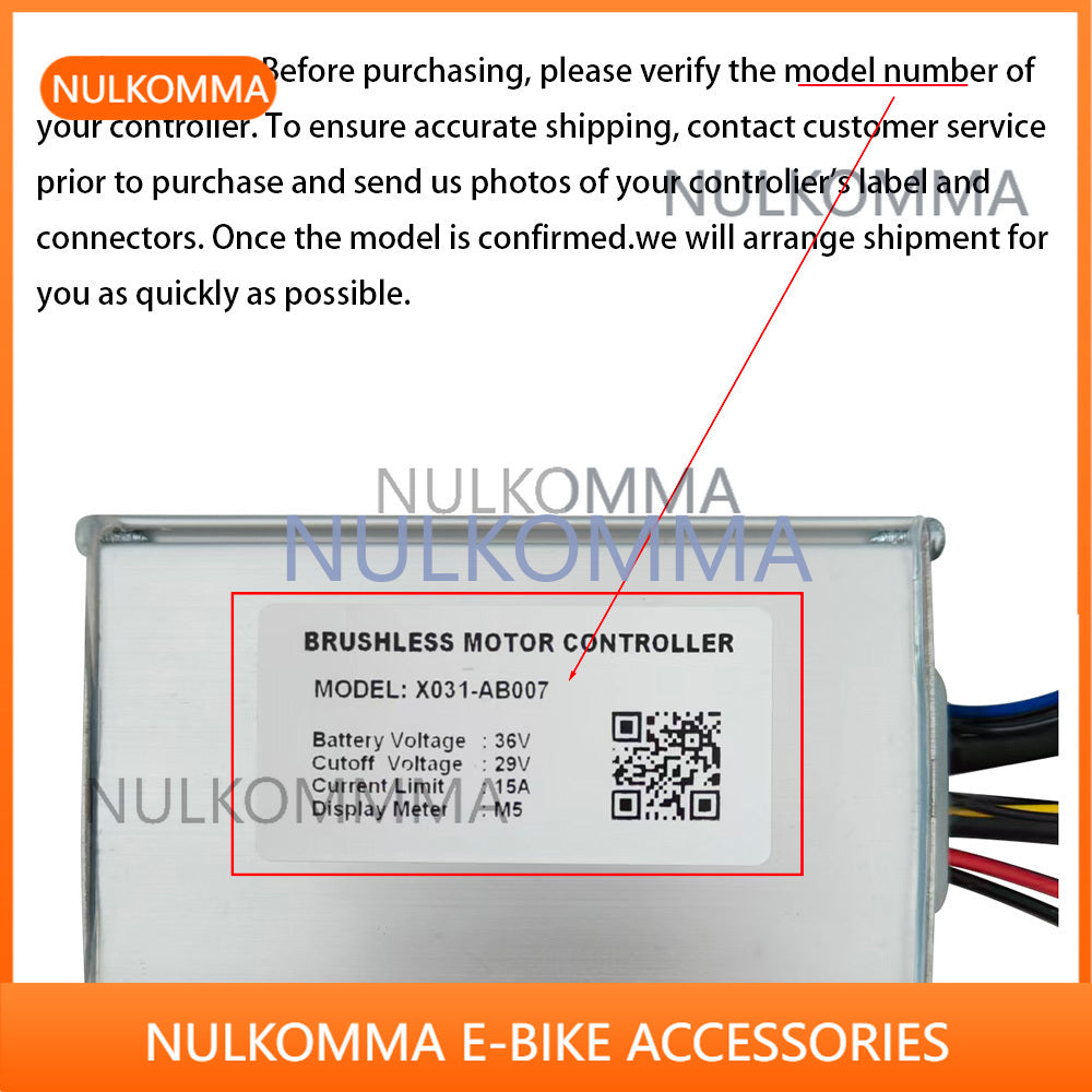 NULKOMMA Brushless Motor Controller X031-AB007 36V 15A E-Bike Scooter Universal E-Bike Conversion Kit Bicycle Speed Controller