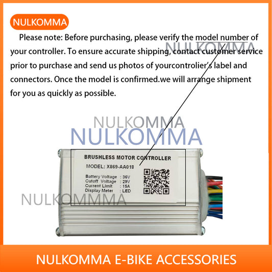 NULKOMMA Ebike Brushless Motor Controller 36V 15A Speed Controller X869-AA018 LED for Electric Bicycle Scooter Motorcycle
