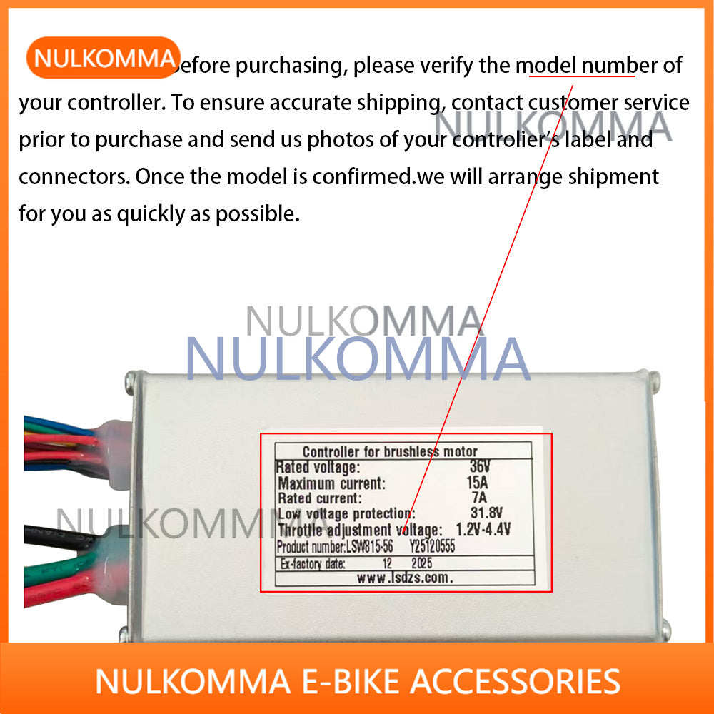 LSW815-56 Ebike Brushless Motor Controller Custom Models 36V 7A for Electric Scooters Fat Bikes MTB Speed Controllers