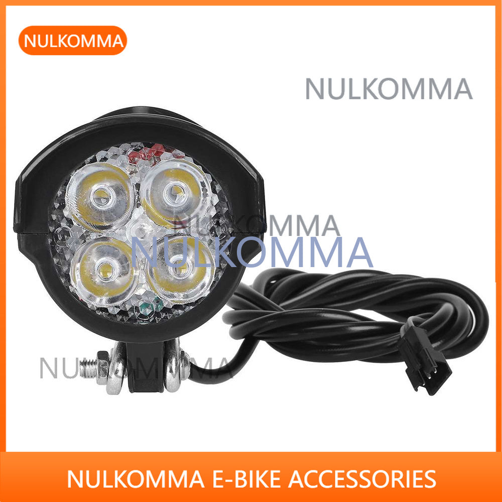 NULKOMMA E-bike LED Light Headlight lamp with Horn Front light 3Pin for Electric Bicycle Accessories 12V 24V 36V 48V 60V 72V