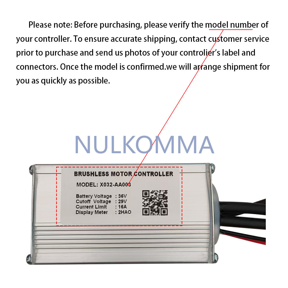 NULKOMMA Brushless Motor Controller 36V 16A Speed Regulator X032-AA003 Electric Bike Accessories Suitable for Electric Bikes Scooters