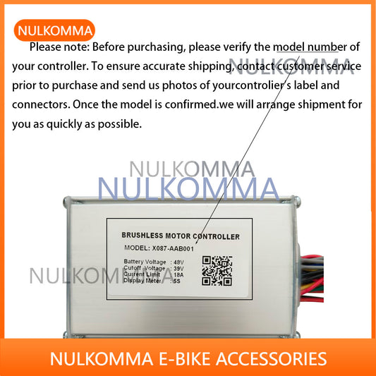 NULKOMMA Ebike Brushless Motor Controller 48V 18A Speed Controller X087-AAB001 5S for Electric Bicycle Scooter Motorcycle