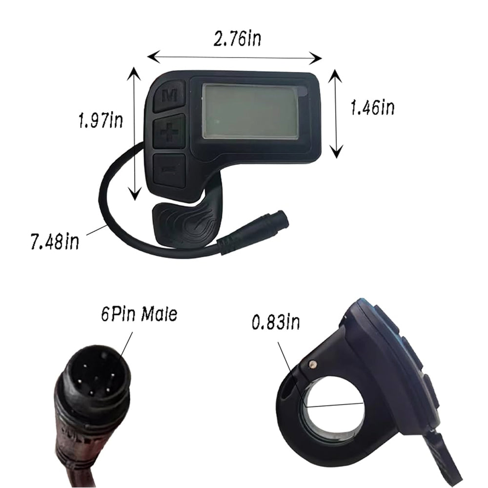 GEN3 Electric Bicycle LCD Display 48V Waterproof 6 Pin Male Connector